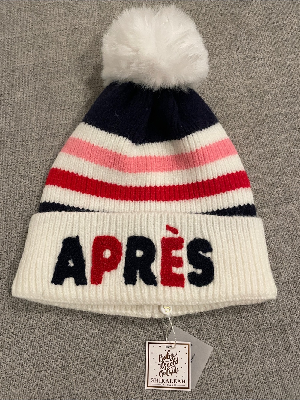 Shiraleah Women’s Après Pom Pom Cuffed Beanie - Navy, White, Red & Pink
